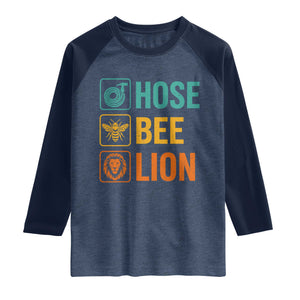 Hose Bee Lion Funny Meme Word Pun Retro Raglan Shirt