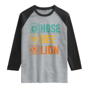 Hose Bee Lion Funny Meme Word Pun Retro Raglan Shirt