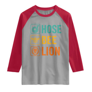 Hose Bee Lion Funny Meme Word Pun Retro Raglan Shirt