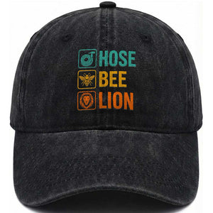 Hose Bee Lion Funny Meme Word Pun Retro Washed Cotton Baseball Cap