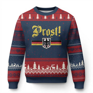 Prost Oktoberfest Beer Drinking Ugly Christmas Sweater German Flag Bundesadler Coat of Arms