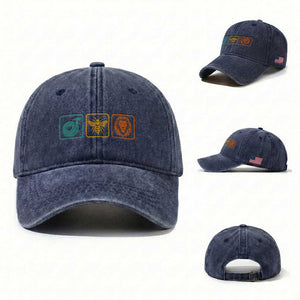 Hose Bee Lion Icons Funny Meme Retro Washed Cotton Baseball Cap