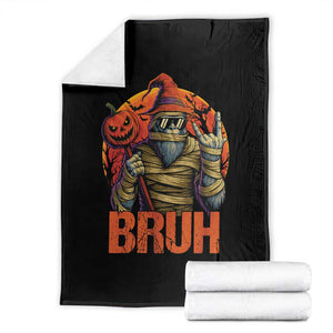 Funny Halloween Bigfoot Throw Blanket Bruh Spooky Mummy Sasquatch Jack O Lantern TS11 Black Print Your Wear
