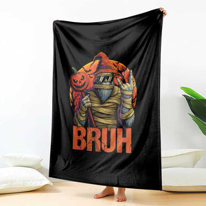 Funny Halloween Bigfoot Throw Blanket Bruh Spooky Mummy Sasquatch Jack O Lantern TS11 Print Your Wear
