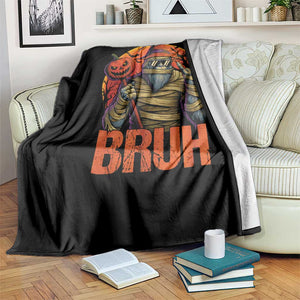 Funny Halloween Bigfoot Throw Blanket Bruh Spooky Mummy Sasquatch Jack O Lantern TS11 Print Your Wear