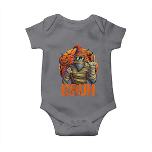Funny Halloween Bigfoot Baby Onesie Bruh Spooky Mummy Sasquatch Jack O Lantern TS11 Charcoal Print Your Wear