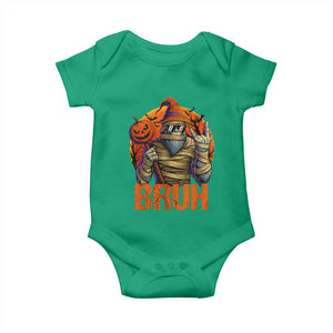 Funny Halloween Bigfoot Baby Onesie Bruh Spooky Mummy Sasquatch Jack O Lantern TS11 Irish Green Print Your Wear