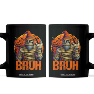 Funny Halloween Bigfoot Coffee Mug Bruh Spooky Mummy Sasquatch Jack O Lantern TS11 Black Print Your Wear