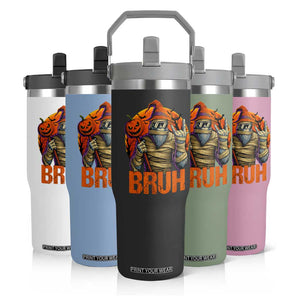 Funny Halloween Bigfoot Flip Straw Tumbler Bruh Spooky Mummy Sasquatch Jack O Lantern TS11 Print Your Wear