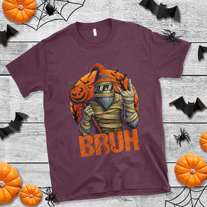Funny Halloween Bigfoot T Shirt Bruh Spooky Mummy Sasquatch Jack O Lantern TS11 Maroon Print Your Wear