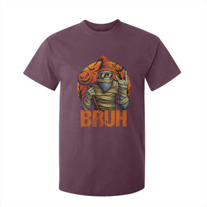 Funny Halloween Bigfoot T Shirt For Kid Bruh Spooky Mummy Sasquatch Jack O Lantern TS11 Maroon Print Your Wear