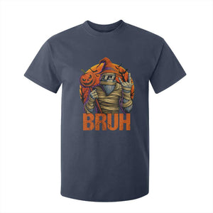Funny Halloween Bigfoot T Shirt For Kid Bruh Spooky Mummy Sasquatch Jack O Lantern TS11 Navy Print Your Wear