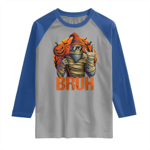 Funny Halloween Bigfoot Raglan Shirt Bruh Spooky Mummy Sasquatch Jack O Lantern TS11 Sport Gray Royal Print Your Wear