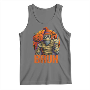 Funny Halloween Bigfoot Tank Top Bruh Spooky Mummy Sasquatch Jack O Lantern TS11 Black Heather Print Your Wear