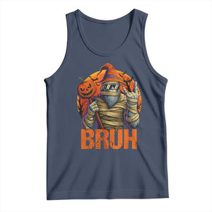 Funny Halloween Bigfoot Tank Top Bruh Spooky Mummy Sasquatch Jack O Lantern TS11 Navy Print Your Wear