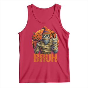 Funny Halloween Bigfoot Tank Top Bruh Spooky Mummy Sasquatch Jack O Lantern TS11 Red Print Your Wear