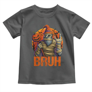 Funny Halloween Bigfoot Toddler T Shirt Bruh Spooky Mummy Sasquatch Jack O Lantern TS11 Dark Heather Print Your Wear