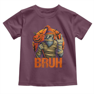 Funny Halloween Bigfoot Toddler T Shirt Bruh Spooky Mummy Sasquatch Jack O Lantern TS11 Maroon Print Your Wear