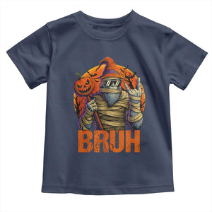 Funny Halloween Bigfoot Toddler T Shirt Bruh Spooky Mummy Sasquatch Jack O Lantern TS11 Navy Print Your Wear