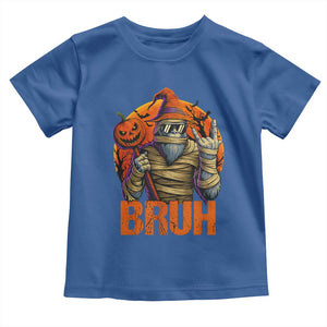 Funny Halloween Bigfoot Toddler T Shirt Bruh Spooky Mummy Sasquatch Jack O Lantern TS11 Royal Blue Print Your Wear