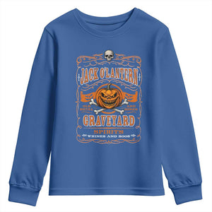 Halloween Jack O Lantern Youth Sweatshirt Scary Skull Pumpkin Face TS11 Royal Blue Print Your Wear