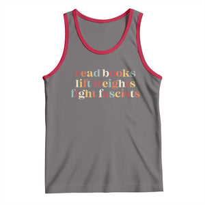 Read Books Lift Weights Fight Fascists Tank Top TS11 Deep Heather Red Print Your Wear