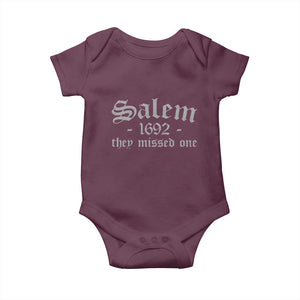 Salem 1692 They Missed One Baby Onesie Halloween Feminist Witch Trials Gothic TS11 Maroon Print Your Wear