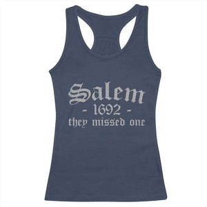 Salem 1692 They Missed One Racerback Tank Top Halloween Feminist Witch Trials Gothic TS11 Navy Print Your Wear
