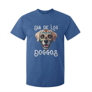 Day Of The Dead T Shirt For Kid Dia De Los Doggos Dog Calaca Face Painting TS11 Royal Blue Print Your Wear