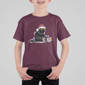 Funny Harris Supporter T Shirt For Kid Christmas Black Cat With Bauble TS11 Maroon Print Your Wear