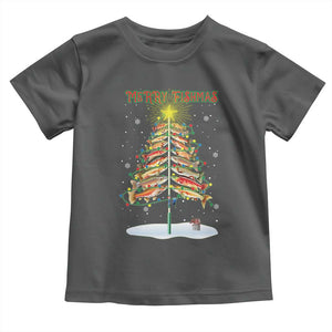 Funny Christmas Fishing Baby Shirt Merry Fishmas Fish Xmas Tree Star TS11 Dark Heather Print Your Wear