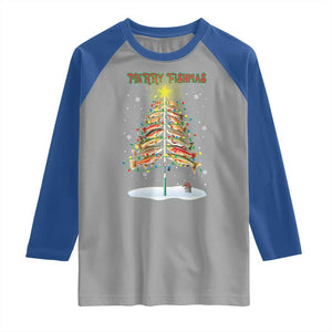 Funny Christmas Fishing Raglan Shirt Merry Fishmas Fish Xmas Tree Star TS11 Sport Gray Royal Print Your Wear