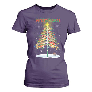 Funny Christmas Fishing T Shirt For Women Merry Fishmas Fish Xmas Tree Star TS11 Purple Print Your Wear