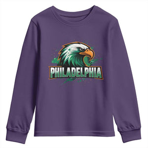 PFE Football Lover Youth Sweatshirt Vintage Green Splash Sport Fan Game Day TS11 Purple Print Your Wear