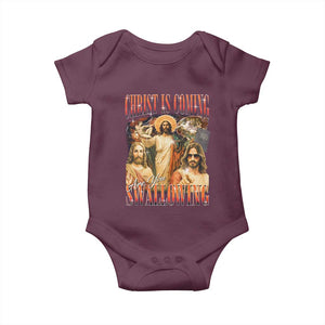 Christ Is Coming Are You Swallowing Baby Onesie Funny Offensive Jesus Christian TS11 Maroon Print Your Wear