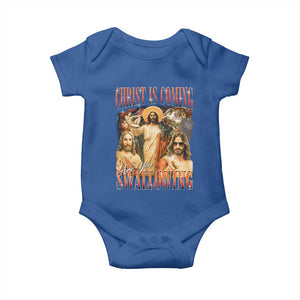 Christ Is Coming Are You Swallowing Baby Onesie Funny Offensive Jesus Christian TS11 Royal Blue Print Your Wear