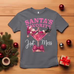 Funny Christmas Santas Favorite Hot Mess T Shirt Xmas Drinking Party TS11 Charcoal Print Your Wear