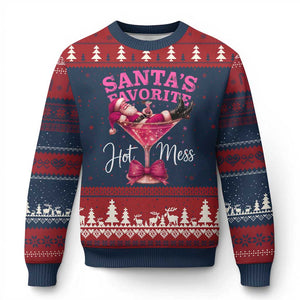 Funny Xmas Santas Favorite Hot Mess Ugly Christmas Sweater Xmas Drinking Party TS11 Navy Red Print Your Wear