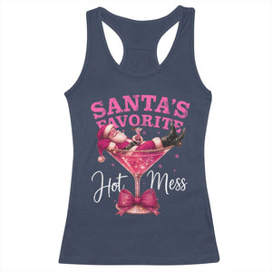 Funny Christmas Santas Favorite Hot Mess Racerback Tank Top Xmas Drinking Party TS11 Navy Print Your Wear