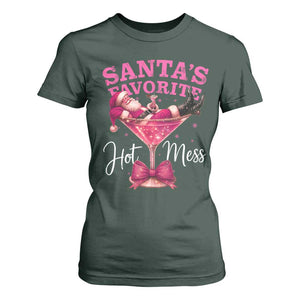 Funny Christmas Santas Favorite Hot Mess T Shirt For Women Xmas Drinking Party TS11 Dark Forest Green Print Your Wear