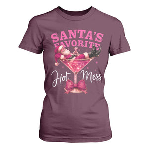 Funny Christmas Santas Favorite Hot Mess T Shirt For Women Xmas Drinking Party TS11 Maroon Print Your Wear