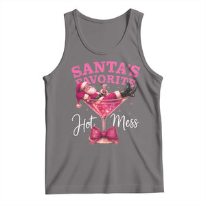 Funny Christmas Santas Favorite Hot Mess Tank Top Xmas Drinking Party TS11 Deep Heather Print Your Wear