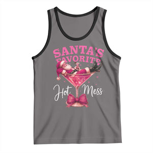 Funny Christmas Santas Favorite Hot Mess Tank Top Xmas Drinking Party TS11 Deep Heather Black Print Your Wear