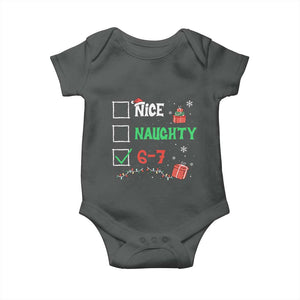 Funny 67 Christmas Baby Onesie Nice Naughty 67 Xmas Checklist TS11 Dark Heather Print Your Wear