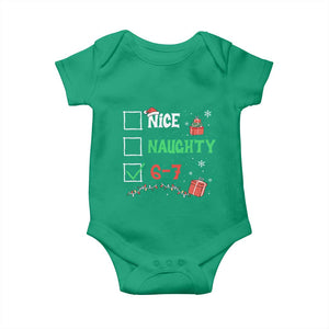 Funny 67 Christmas Baby Onesie Nice Naughty 67 Xmas Checklist TS11 Irish Green Print Your Wear