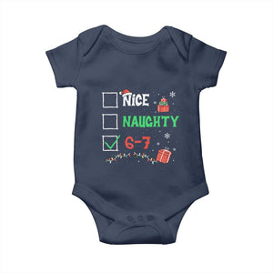Funny 67 Christmas Baby Onesie Nice Naughty 67 Xmas Checklist TS11 Navy Print Your Wear