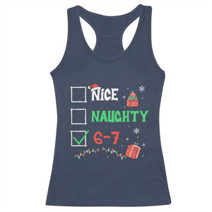 Funny 67 Christmas Racerback Tank Top Nice Naughty 67 Xmas Checklist TS11 Navy Print Your Wear