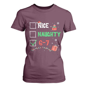 Funny 67 Christmas T Shirt For Women Nice Naughty 67 Xmas Checklist TS11 Maroon Print Your Wear