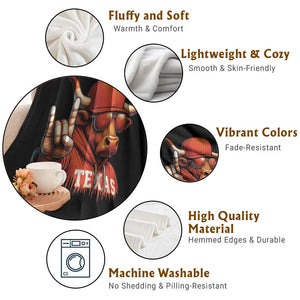 Texas Fan Throw Blanket Orange Longhorns Cow Texas Pride Sport Lover TS11 Print Your Wear