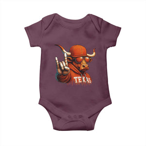 TFL Football Lover Baby Onesie Orange Cow Rock Hand Sign TS11 Maroon Print Your Wear